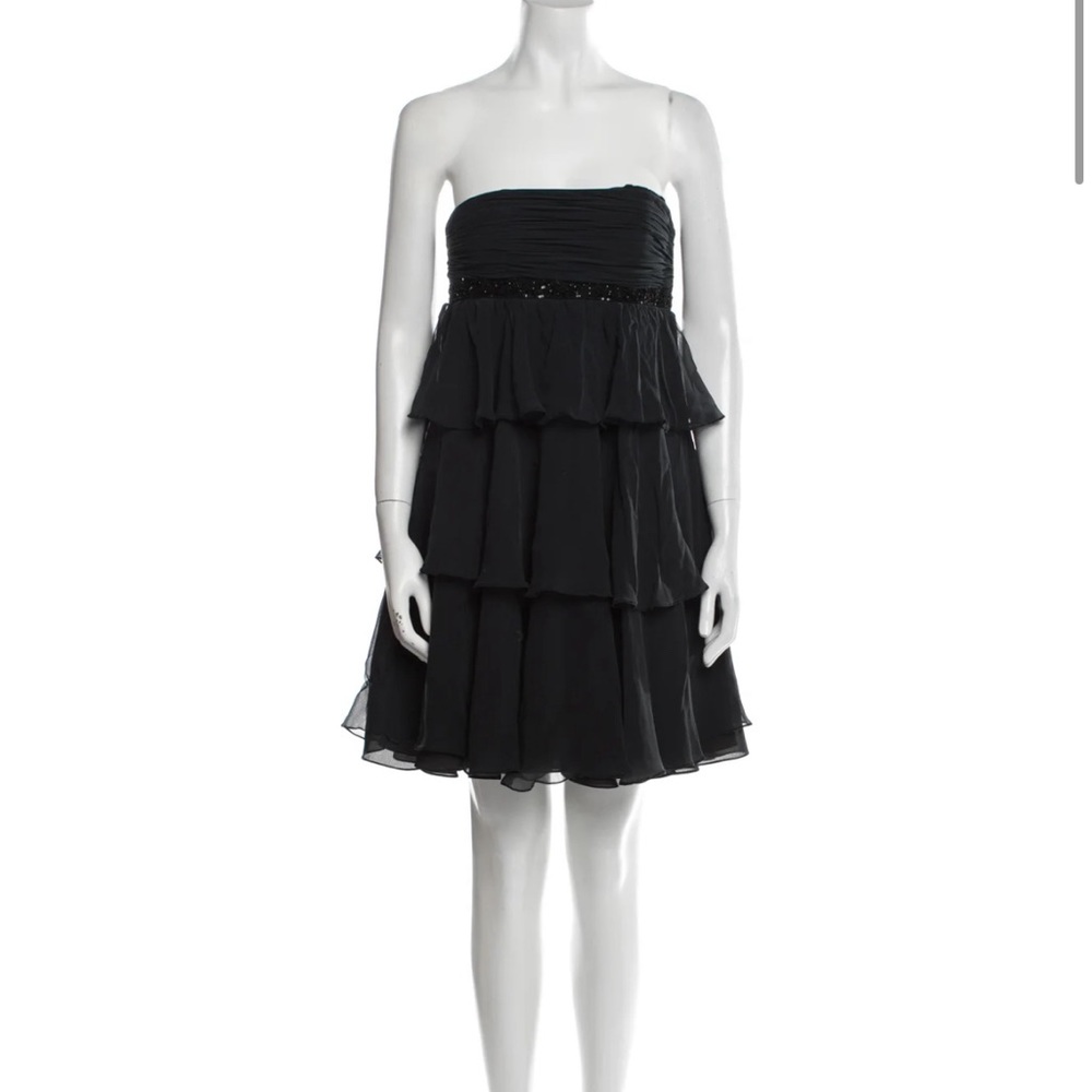 Marchesa Notte black sequined strapless dress